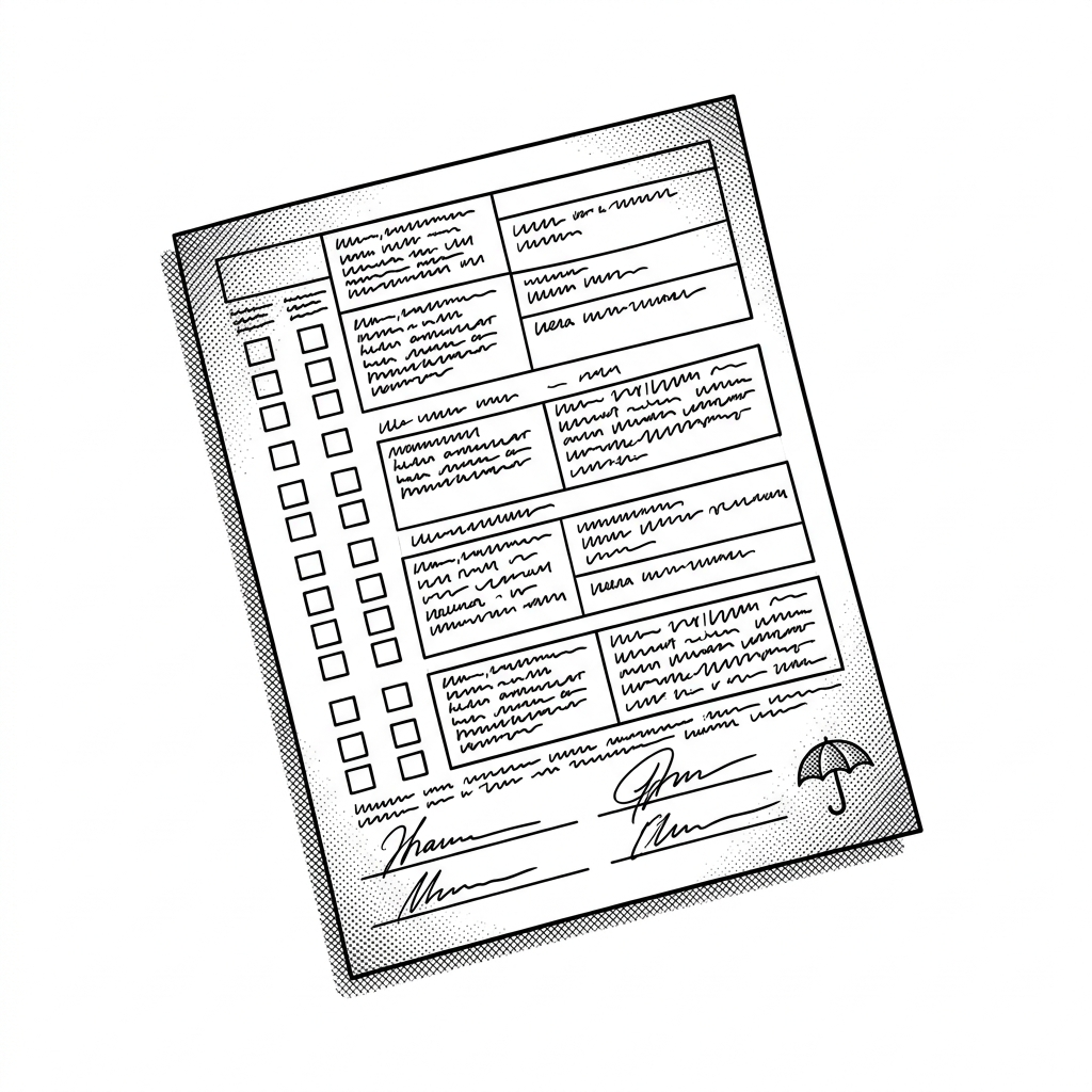 Line engraving of an insurance claim form